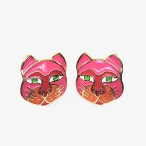BEREBI Cat Earrings, 1980’s, Signed, Whimsical, Retro